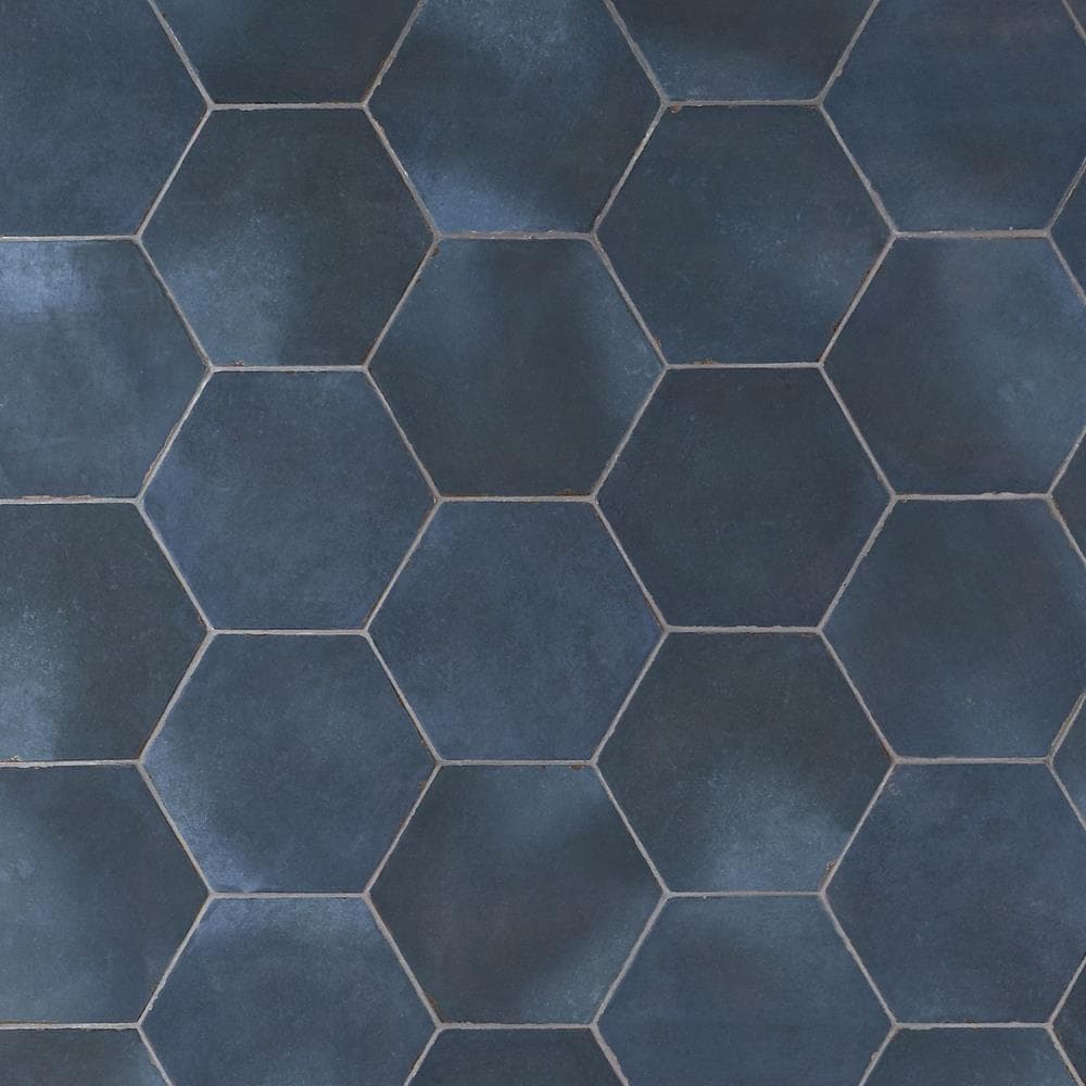 Artmore Tile Coastal Hex Marino Blue 6-in x 6-in Matte Porcelain Encaustic Hexagon 5.38-sq ft Carton ) product image