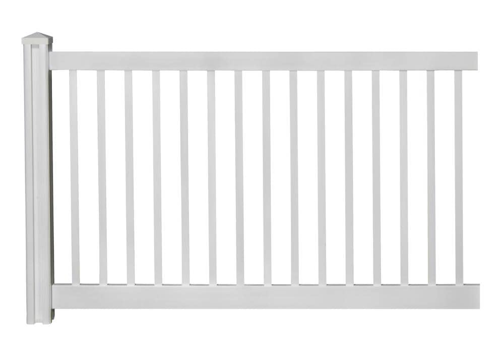 WamBam Fence Traditional Yard and Pool Fence 4-ft H x 7-ft W White Vinyl Flat-top Fence Panel (Unassembled)