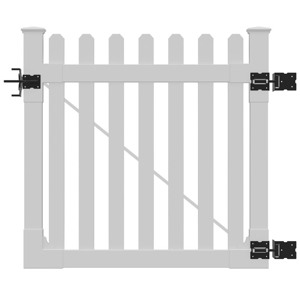 WamBam Fence Traditional Classic Picket Fence Gate 4-ft H x 4-ft W White Vinyl Picket Fence Gate (Unassembled)