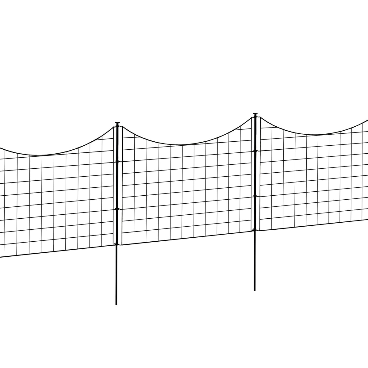 Zippity Outdoor Products 5 Panels 2-ft H x 2-ft W Black Galvanized Iron Scallop No Dig Garden Fence Panel