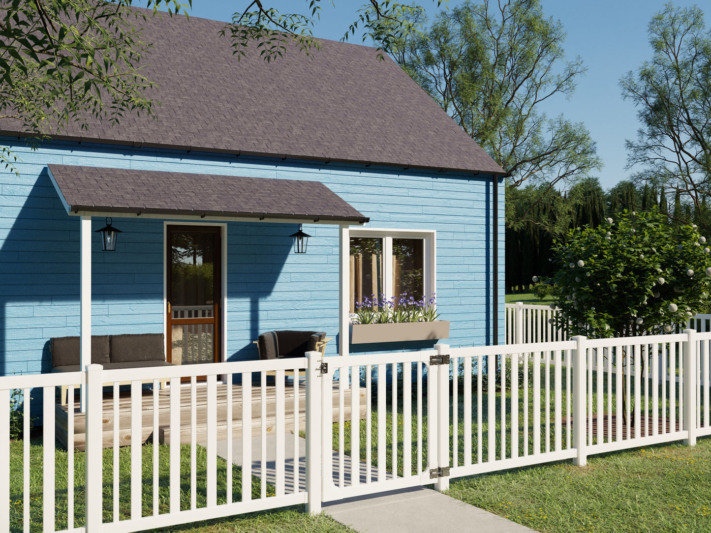 WamBam Fence 4-ft H x 4-ft W White Vinyl Flat-top Fence Gate Kit (Unassembled)
