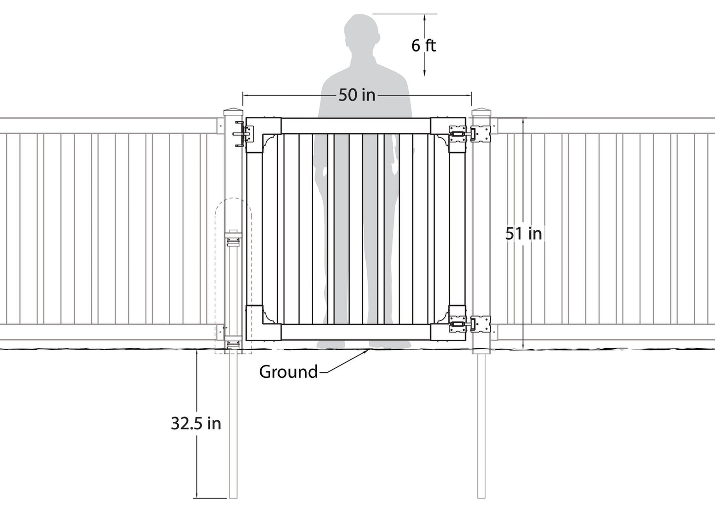 WamBam Fence 4-ft H x 4-ft W White Vinyl Flat-top Fence Gate Kit (Unassembled)