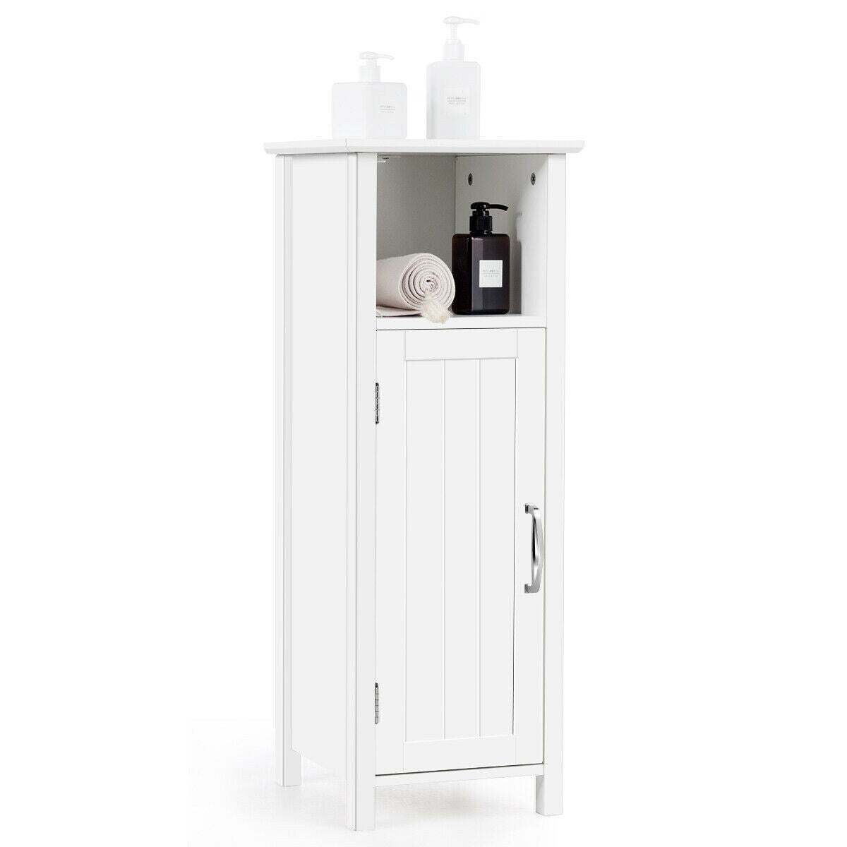 WELLFOR 12-in x 31.5-in x 12-in White Freestanding Corner Linen Cabinet