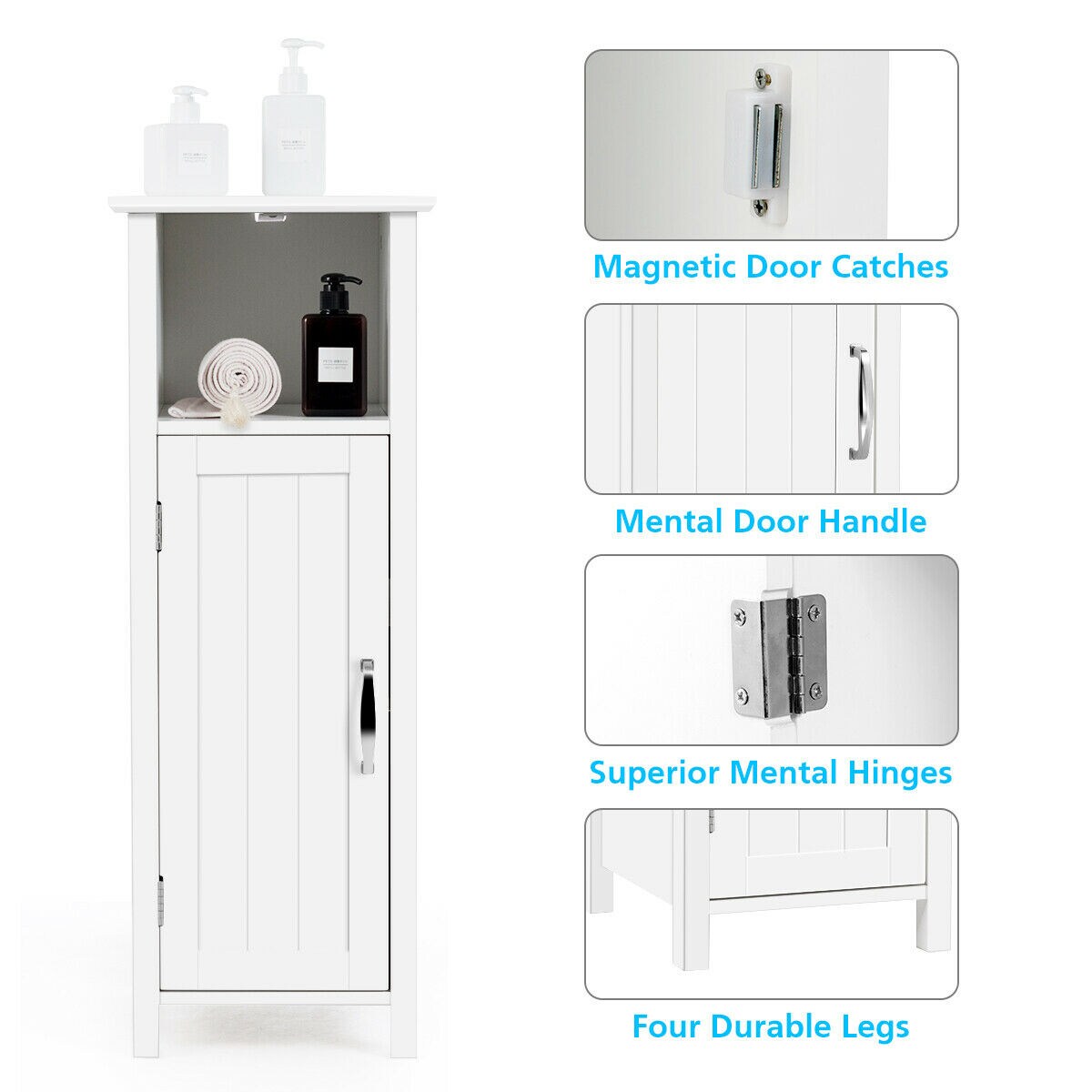 WELLFOR 12-in x 31.5-in x 12-in White Freestanding Corner Linen Cabinet