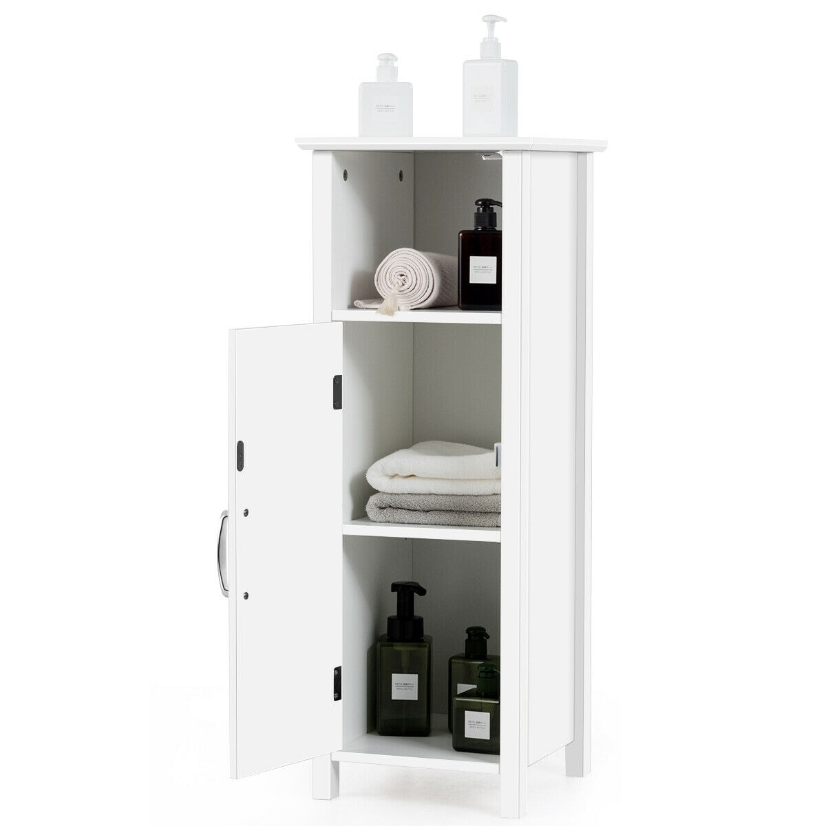 WELLFOR 12-in x 31.5-in x 12-in White Freestanding Corner Linen Cabinet