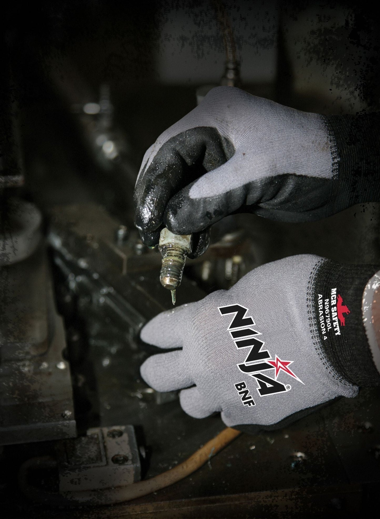MCR SAFETY Ninja N96790 Coated Gloves - Medium, Sandy Foam Nitrile Palm