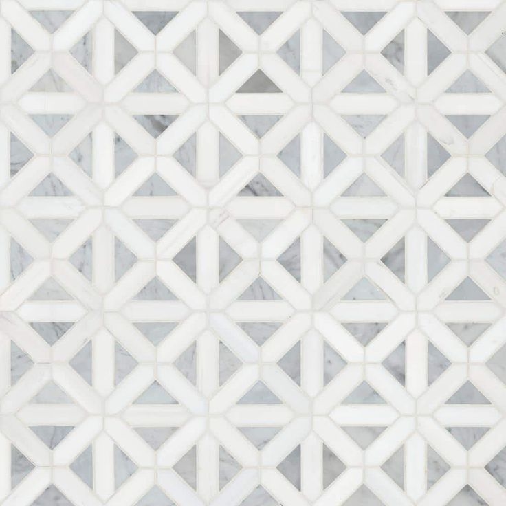 MSI Geometrica 12 in. x 12 in. x 10mm Bianco Dolomite Polished Marble Mesh-Mounted Mosaic Tile (10 sq. ft. / case)