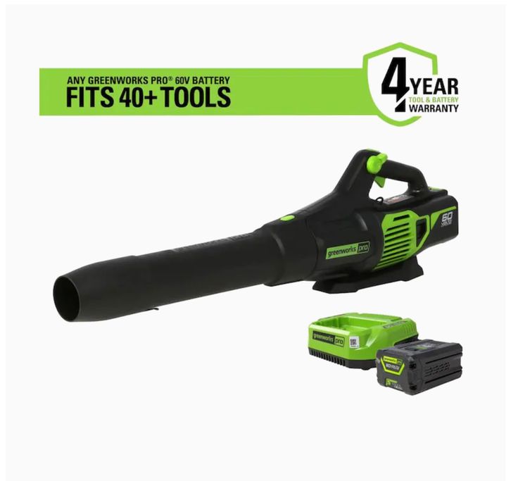 Greenworks Pro 60-Volt Max Lithium Ion Brushless Cordless Electric Leaf Blower (1-Battery Included)