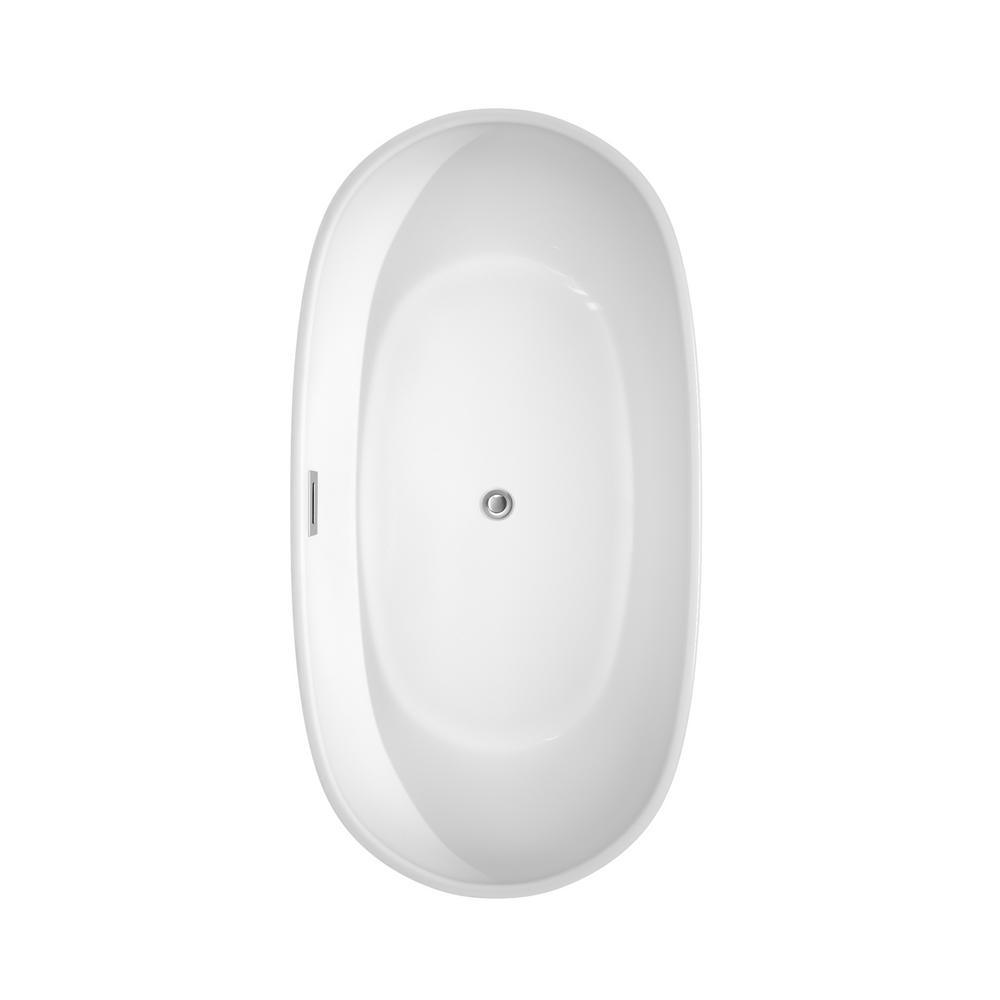 Rebecca 60 in. Acrylic Flatbottom Non-Whirlpool Bathtub in White with Polished Chrome Trim - Super Arbor