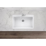 Glacier Bay Drop-in/Undermount Granite Composite 33 in. Single Bowl Kitchen Sink in White - Super Arbor