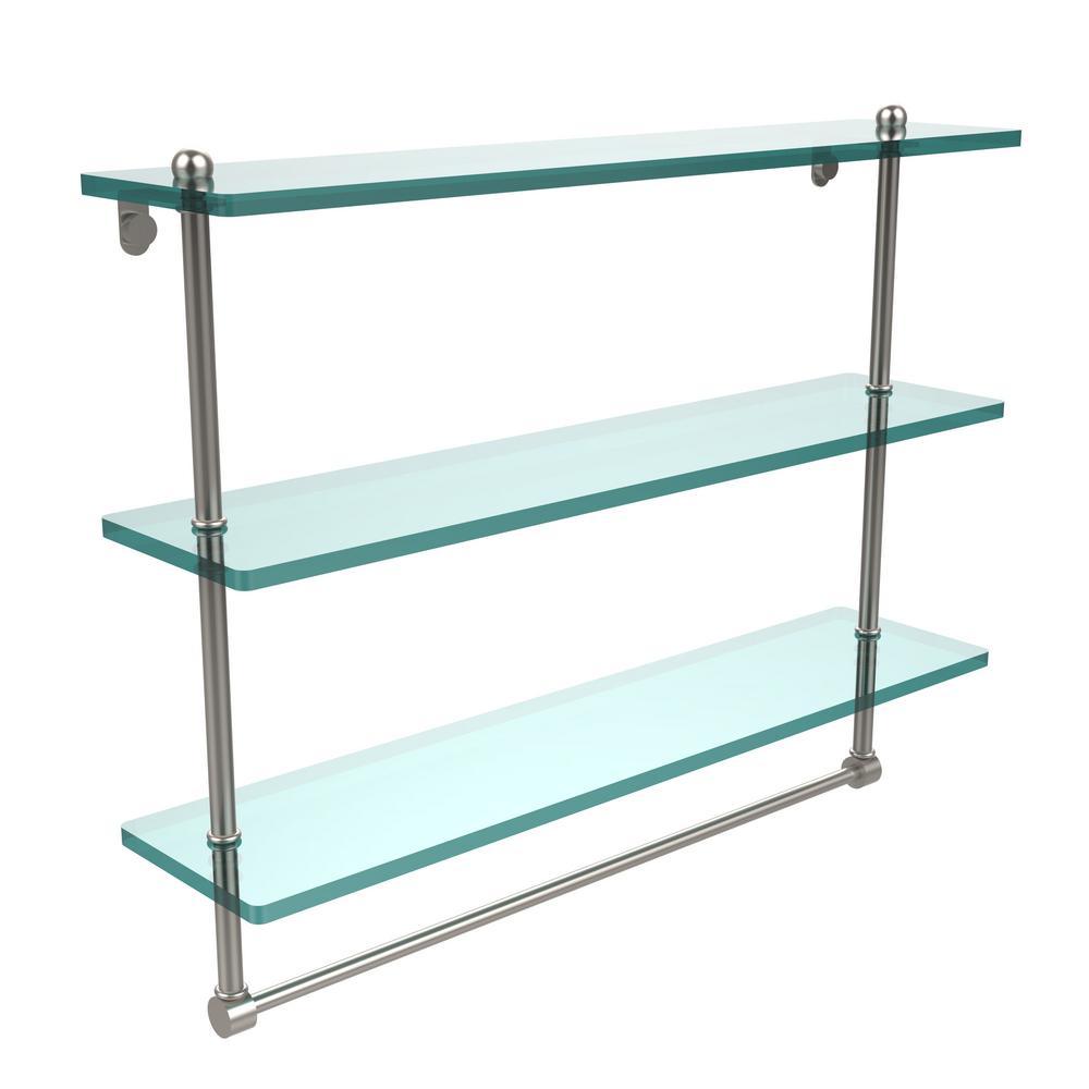 22 in. L  x 18 in. H  x 5 in. W 3-Tier Clear Glass Bathroom Shelf with Towel Bar in Oil Rubbed Bronze - Super Arbor
