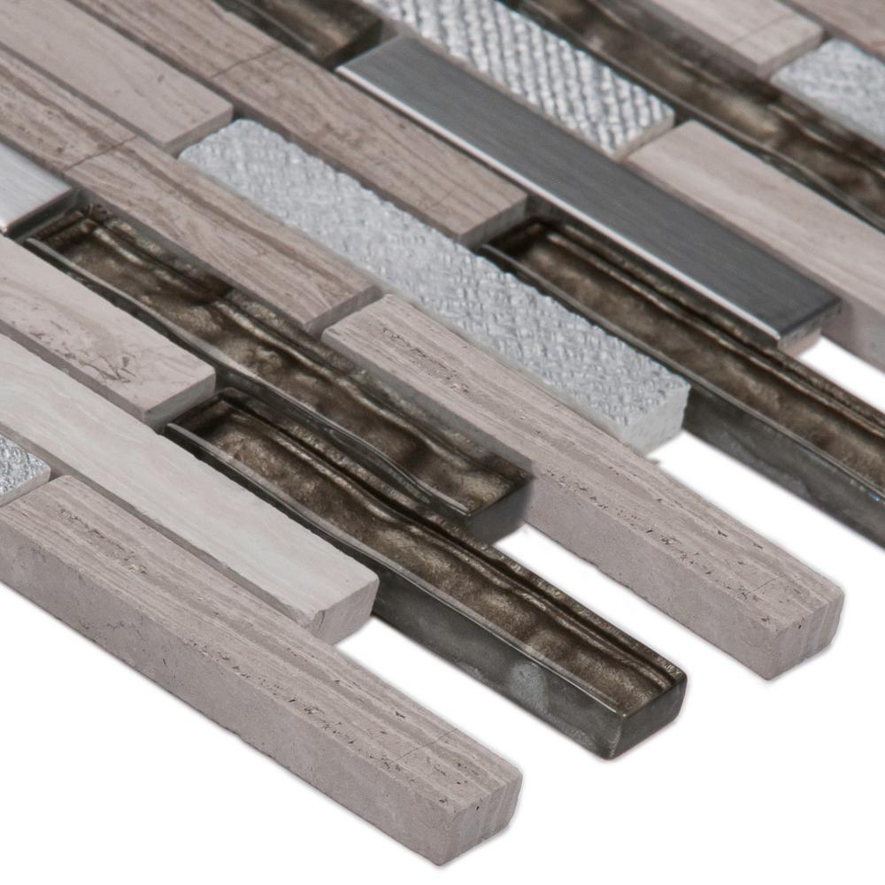 Diamante Brick 12 in. x 12 in. x 8 mm Glass Stone Mesh-Mounted Mosaic Wall Tile (10 sq. ft. / case) - Super Arbor
