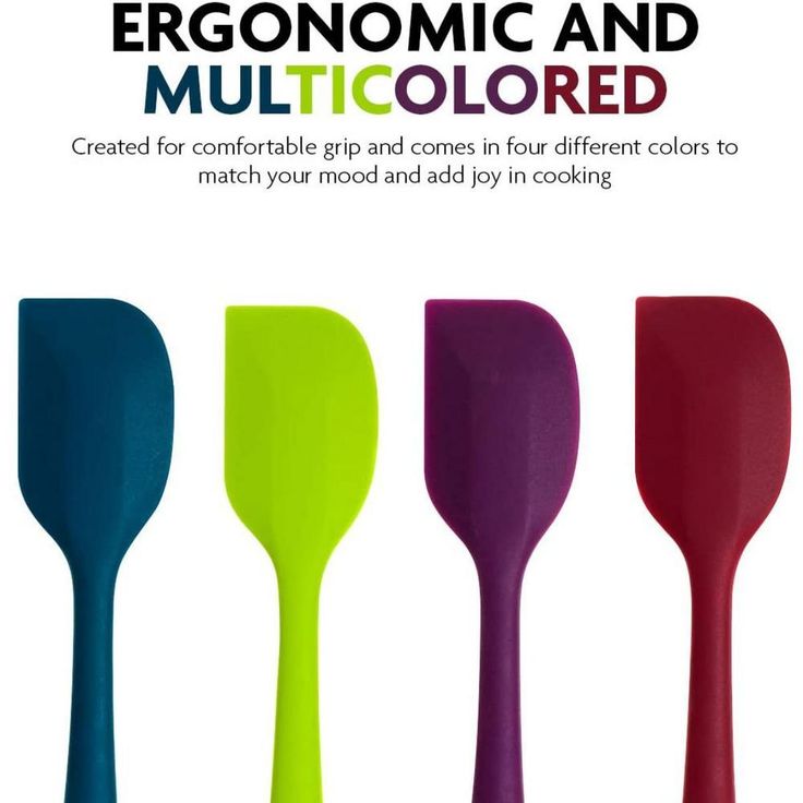 Premium Silicone BPA-Free Spatula, Stainless Steel Core, 500°F Heat-Resistant, Non-Stick, Dishwasher Safe (Set of 4)