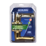 Schlage Flair Bright Brass Passage Lockset, ANSI Grade 2, Fits 1-3/8" to 1-3/4" Doors