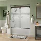 Everly 60 in. x 59-1/4 in. Mod Semi-Frameless Sliding Bathtub Door in Bronze and 1/4 in. (6mm) Clear Glass - Super Arbor