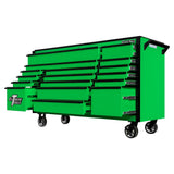 DX Series 72 in. 17-Drawer Roller Cabinet Tool Chest with Mag Wheels in Green with Black Drawer Pulls - Super Arbor