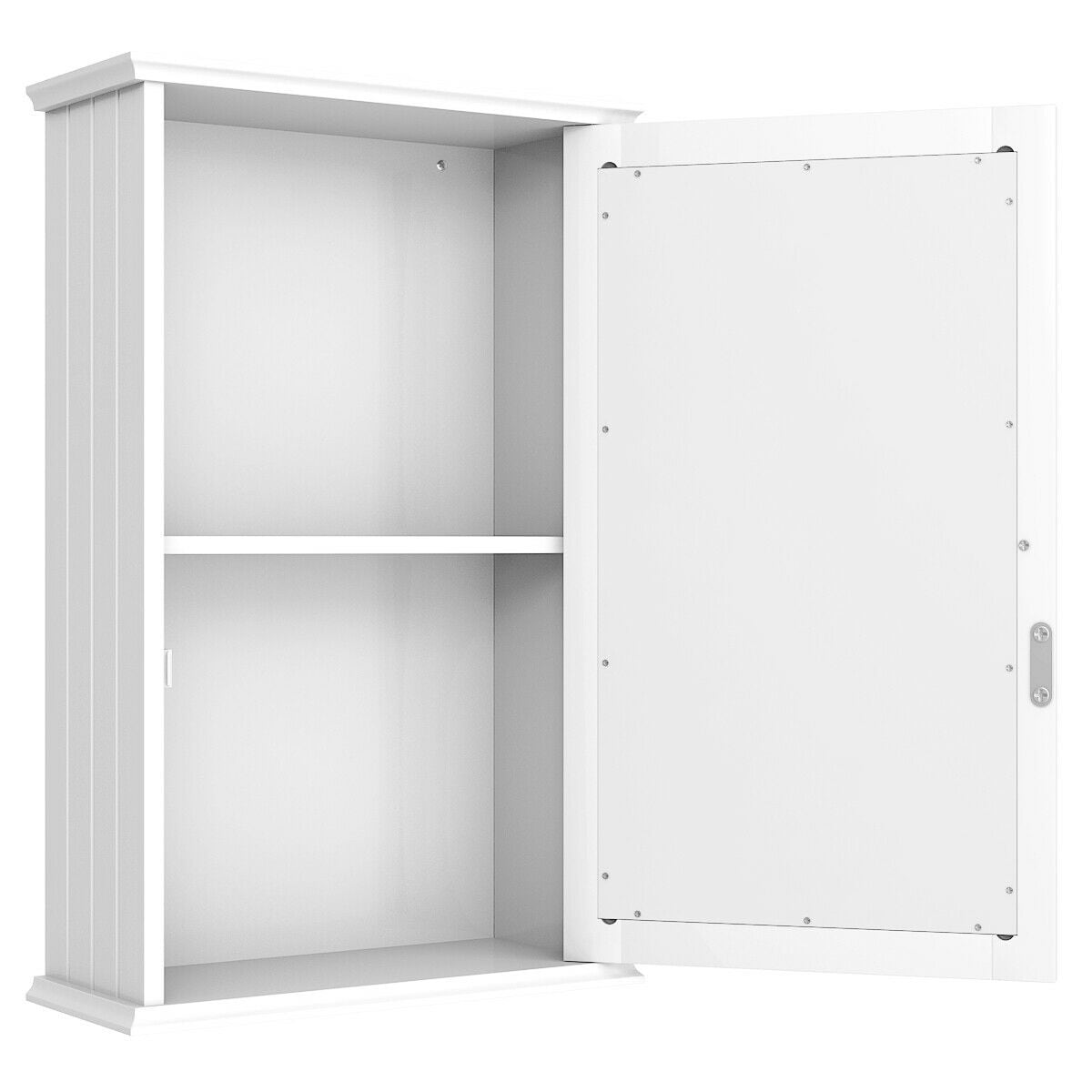 WELLFOR CY 13.5-in x 21-in Surface Mount White Mirrored Medicine Cabinet