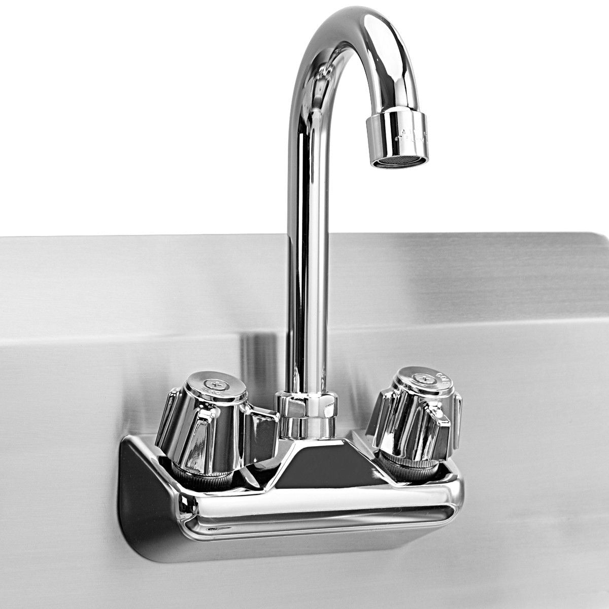 WELLFOR Stainless Steel Wall Mount Utility Tub with Faucet - 15x17 inch