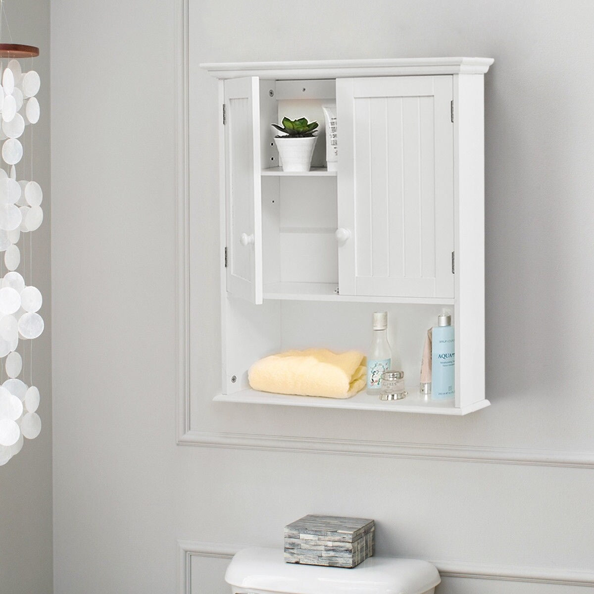 WELLFOR CY bathroom cabinet 23.5-in x 28-in x 8-in White Bathroom Wall Cabinet