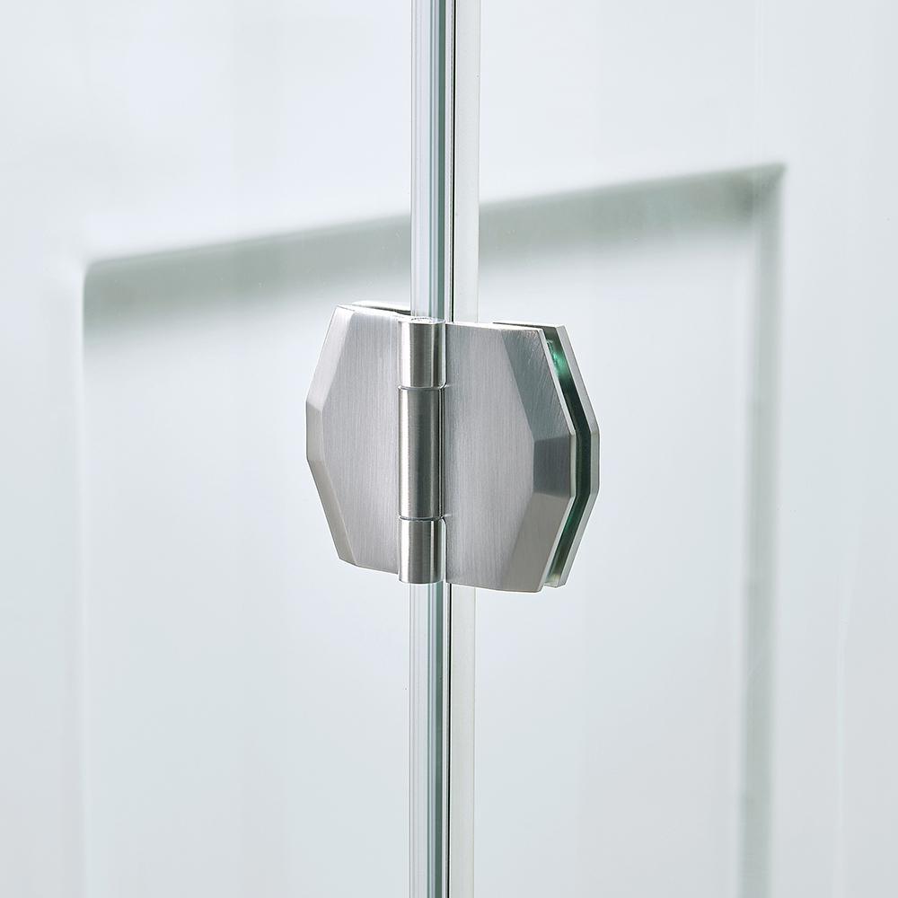 Glamour 38 in. x 77 in. Corner Drain Corner Shower Kit in White and Satin Nickel Hardware - Super Arbor