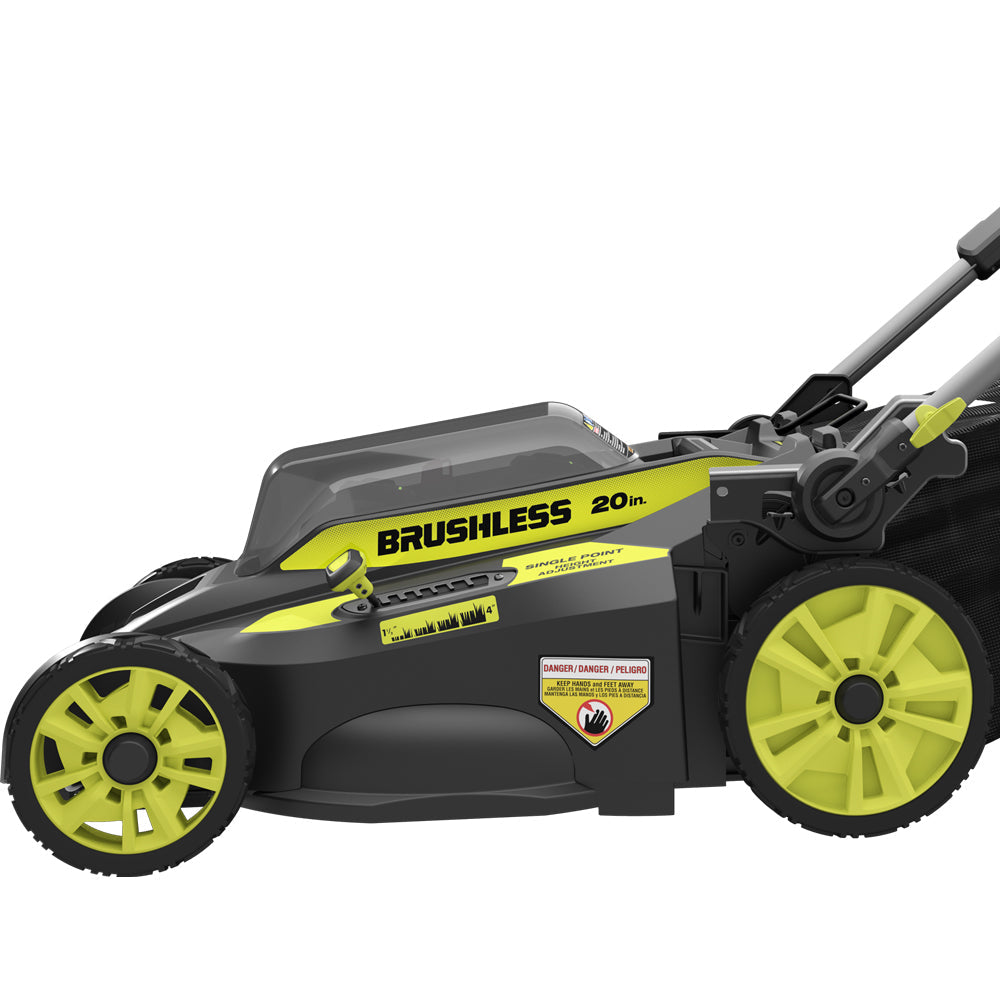 RYOBI 20 in. 40-Volt Brushless Smart TREK Self‑Propelled Cordless Lawn Mower with Two 6.0Ah Batteries and Charger