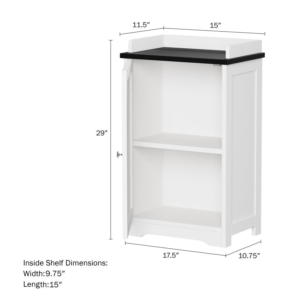 Hastings Home Linen Cabinet 11.5-in x 29-in x 17.5-in White with Black Veneer Top and Silver Hardware Freestanding Linen Cabinet