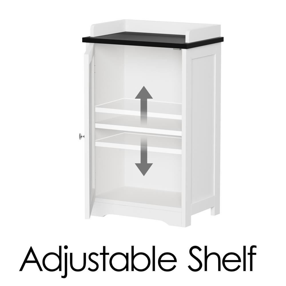 Hastings Home Linen Cabinet 11.5-in x 29-in x 17.5-in White with Black Veneer Top and Silver Hardware Freestanding Linen Cabinet