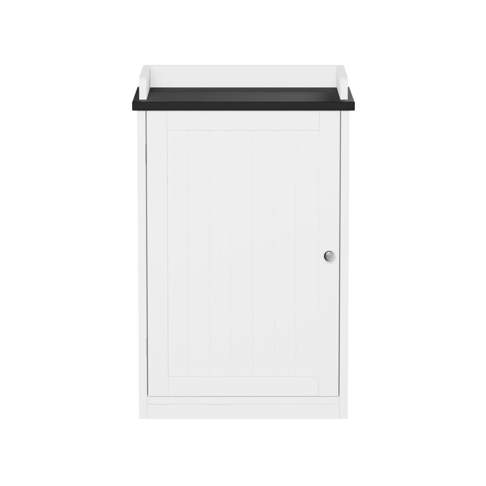 Hastings Home Linen Cabinet 11.5-in x 29-in x 17.5-in White with Black Veneer Top and Silver Hardware Freestanding Linen Cabinet