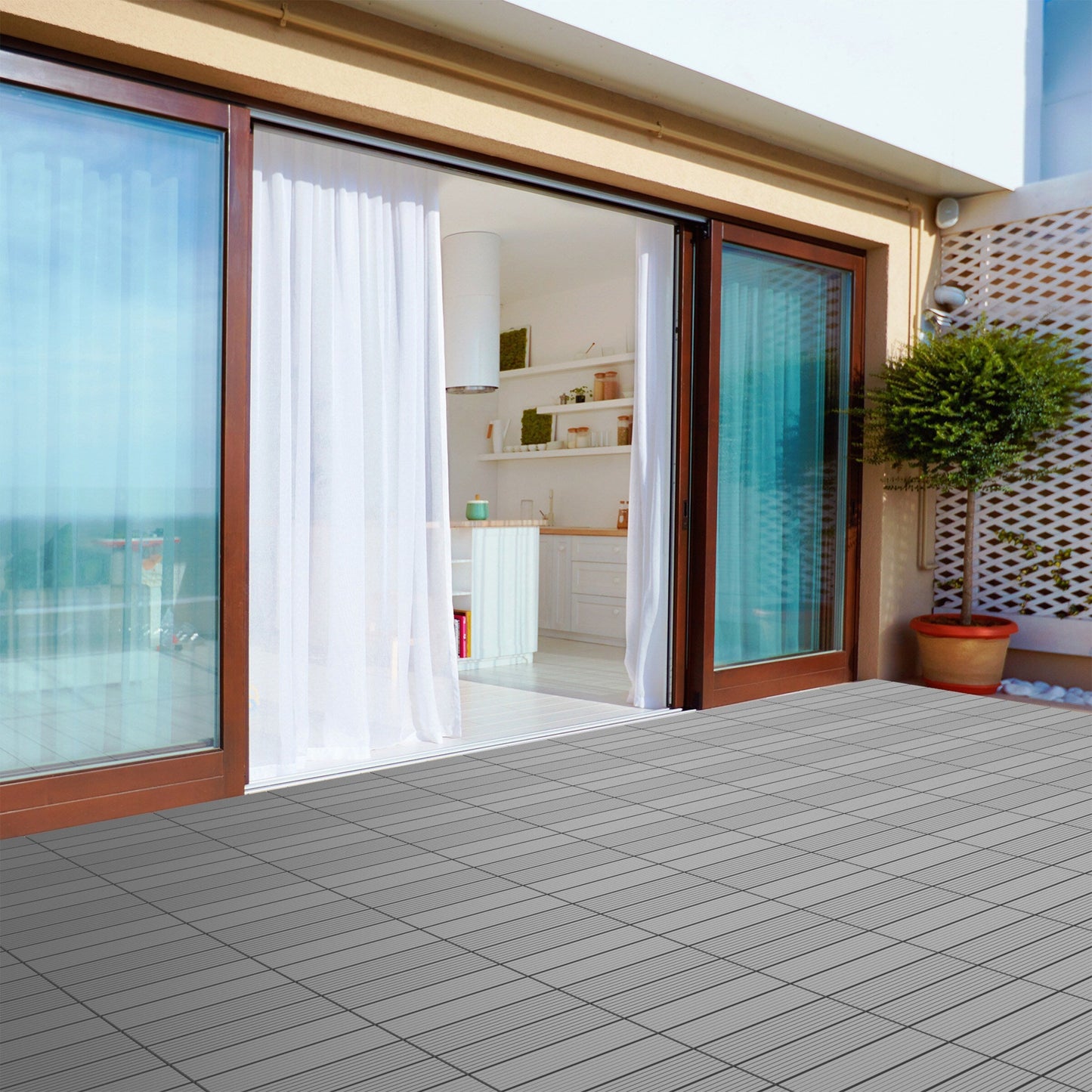 Hastings Home 12-in x 12-in 6-Pack Dark Gray Primed Composite Deck Tile (5.8-sq ft)