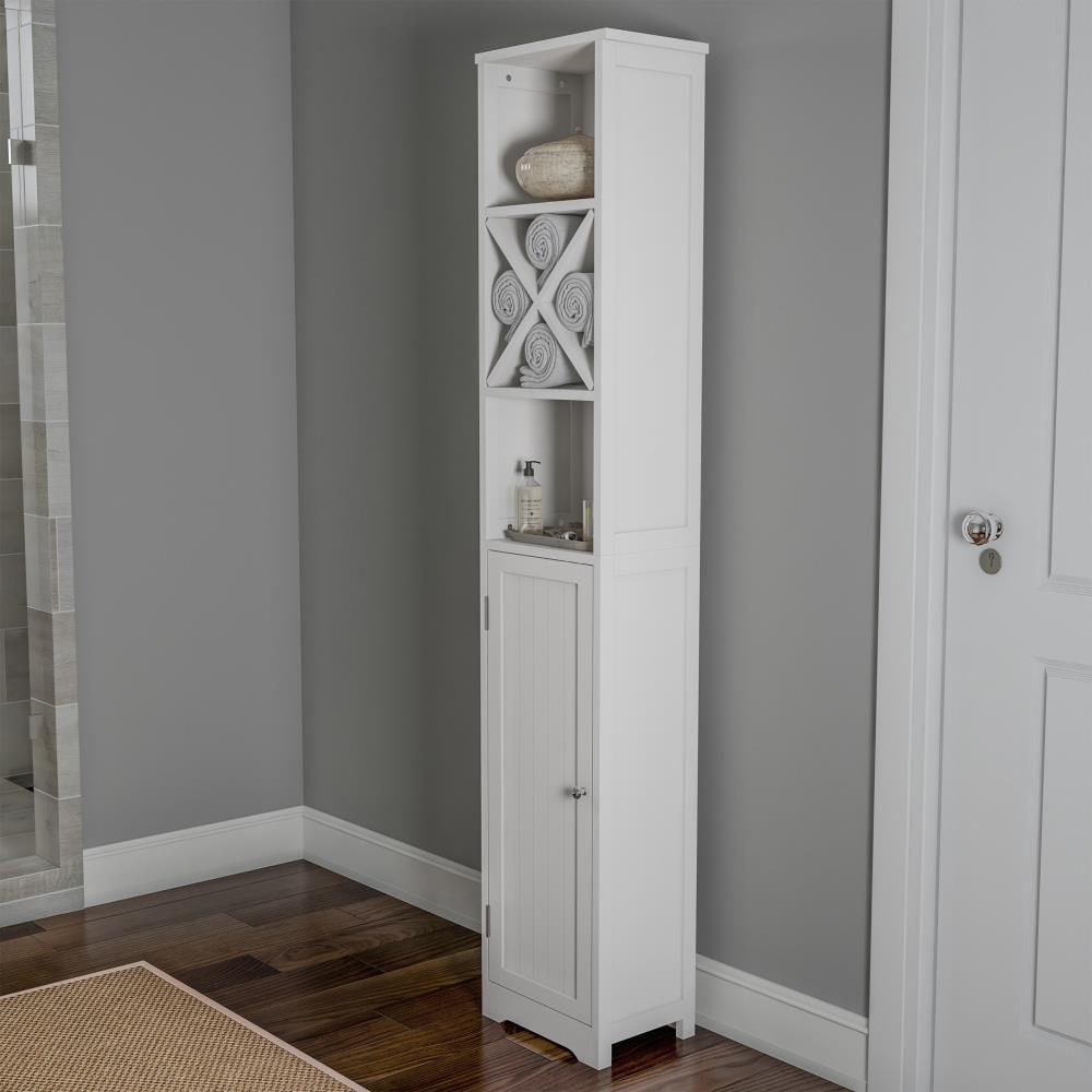 Hastings Home Linen Cabinets 13.5-in x 67-in x 9-in White with Silver Hardware Freestanding Linen Cabinet
