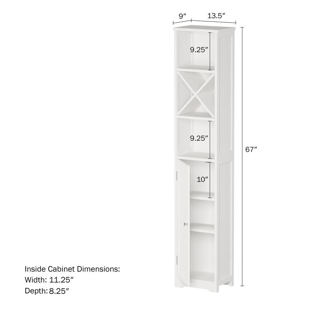 Hastings Home Linen Cabinets 13.5-in x 67-in x 9-in White with Silver Hardware Freestanding Linen Cabinet