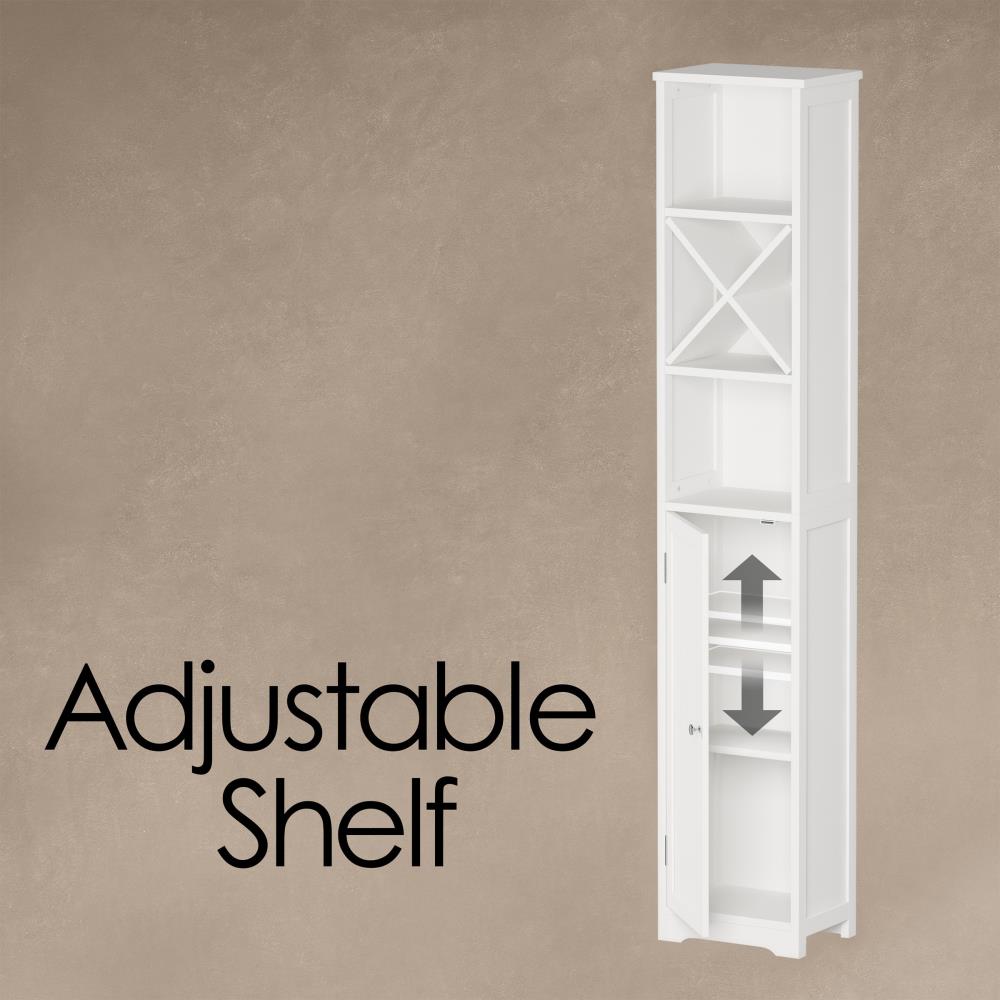 Hastings Home Linen Cabinets 13.5-in x 67-in x 9-in White with Silver Hardware Freestanding Linen Cabinet