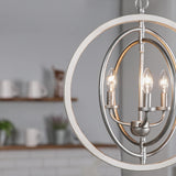 Progress Lighting Fairwood 3-Light Antique White and Galvanized Farmhouse Globe Medium Hanging Pendant Light