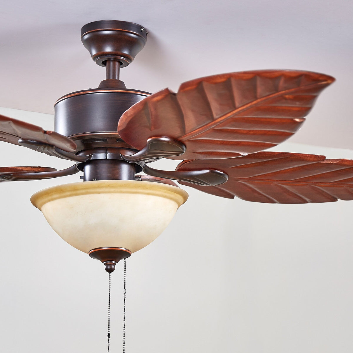 Harbor Breeze St Kitts 52-in Oil Rubbed Bronze LED Indoor/Outdoor Ceiling Fan with Light, 5 Hand-Carved Blades