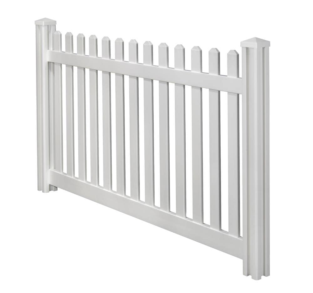WamBam Fence Traditional Classic Picket Fence 4-ft H x 7-ft W White Vinyl Picket Fence Panel (Unassembled)