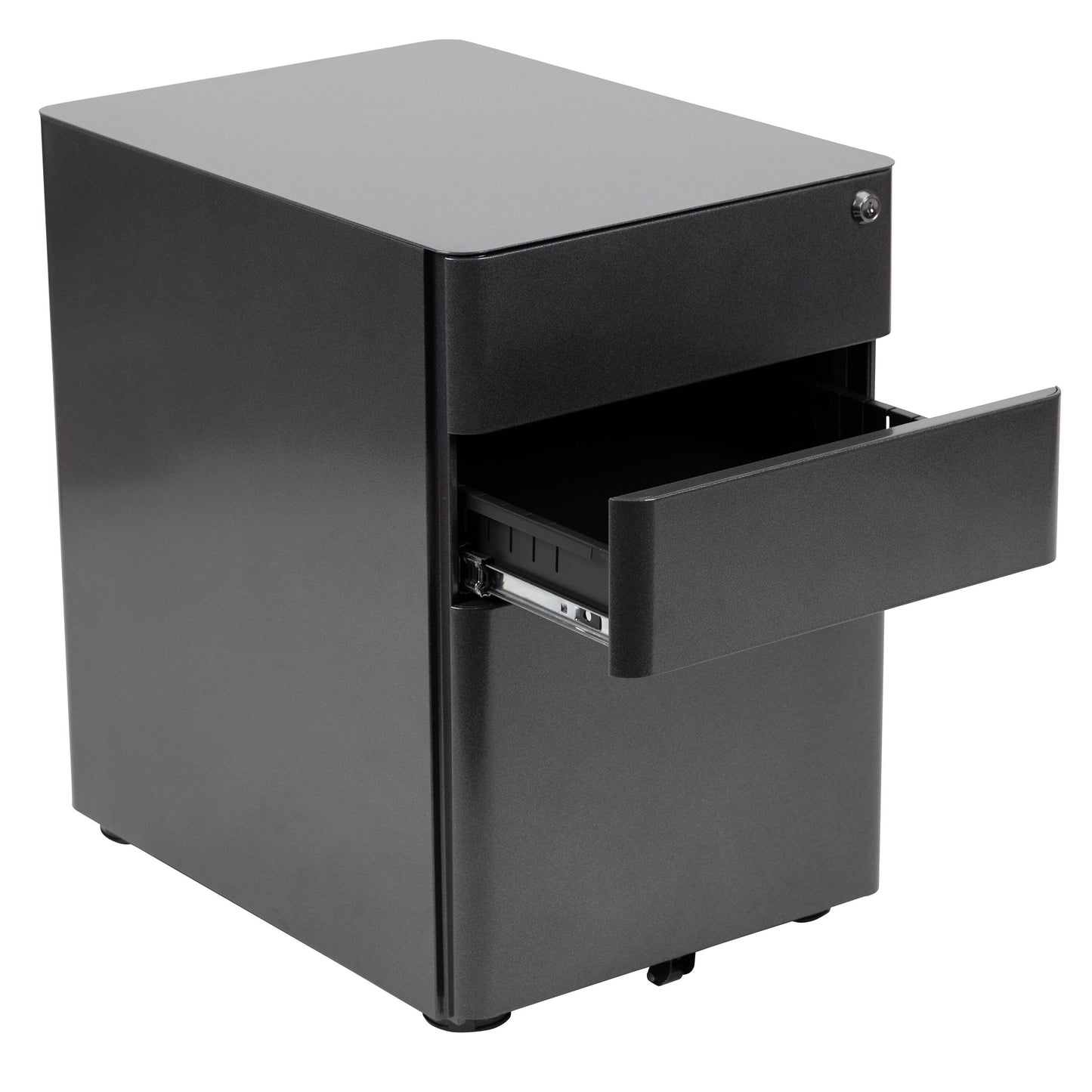 Flash Furniture Contemporary Black 3-Drawer Filing Cabinet, Commercial Grade Metal Construction, Lockable with Rolling Casters, Ergonomic Mobile Design