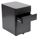 Flash Furniture Contemporary Black 3-Drawer Filing Cabinet, Commercial Grade Metal Construction, Lockable with Rolling Casters, Ergonomic Mobile Design