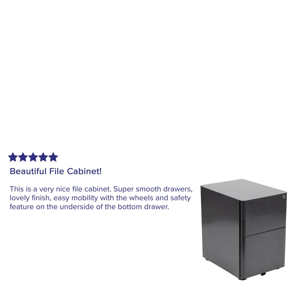 Flash Furniture Contemporary Black 3-Drawer Filing Cabinet, Commercial Grade Metal Construction, Lockable with Rolling Casters, Ergonomic Mobile Design