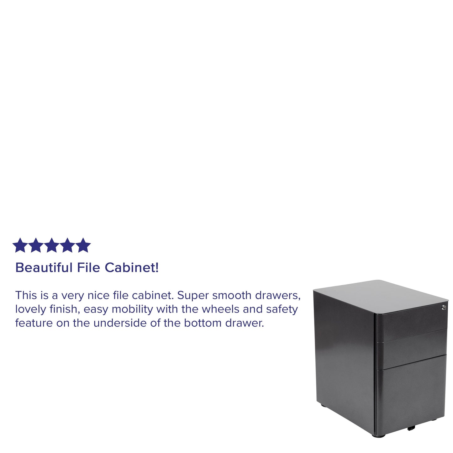Flash Furniture Contemporary Black 3-Drawer Filing Cabinet, Commercial Grade Metal Construction, Lockable with Rolling Casters, Ergonomic Mobile Design