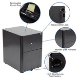 Flash Furniture Contemporary Black 3-Drawer Filing Cabinet, Commercial Grade Metal Construction, Lockable with Rolling Casters, Ergonomic Mobile Design