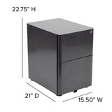 Flash Furniture Contemporary Black 3-Drawer Filing Cabinet, Commercial Grade Metal Construction, Lockable with Rolling Casters, Ergonomic Mobile Design