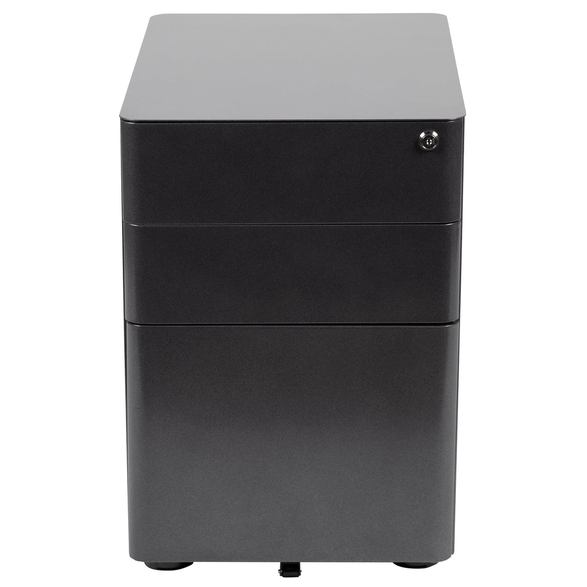 Flash Furniture Contemporary Black 3-Drawer Filing Cabinet, Commercial Grade Metal Construction, Lockable with Rolling Casters, Ergonomic Mobile Design