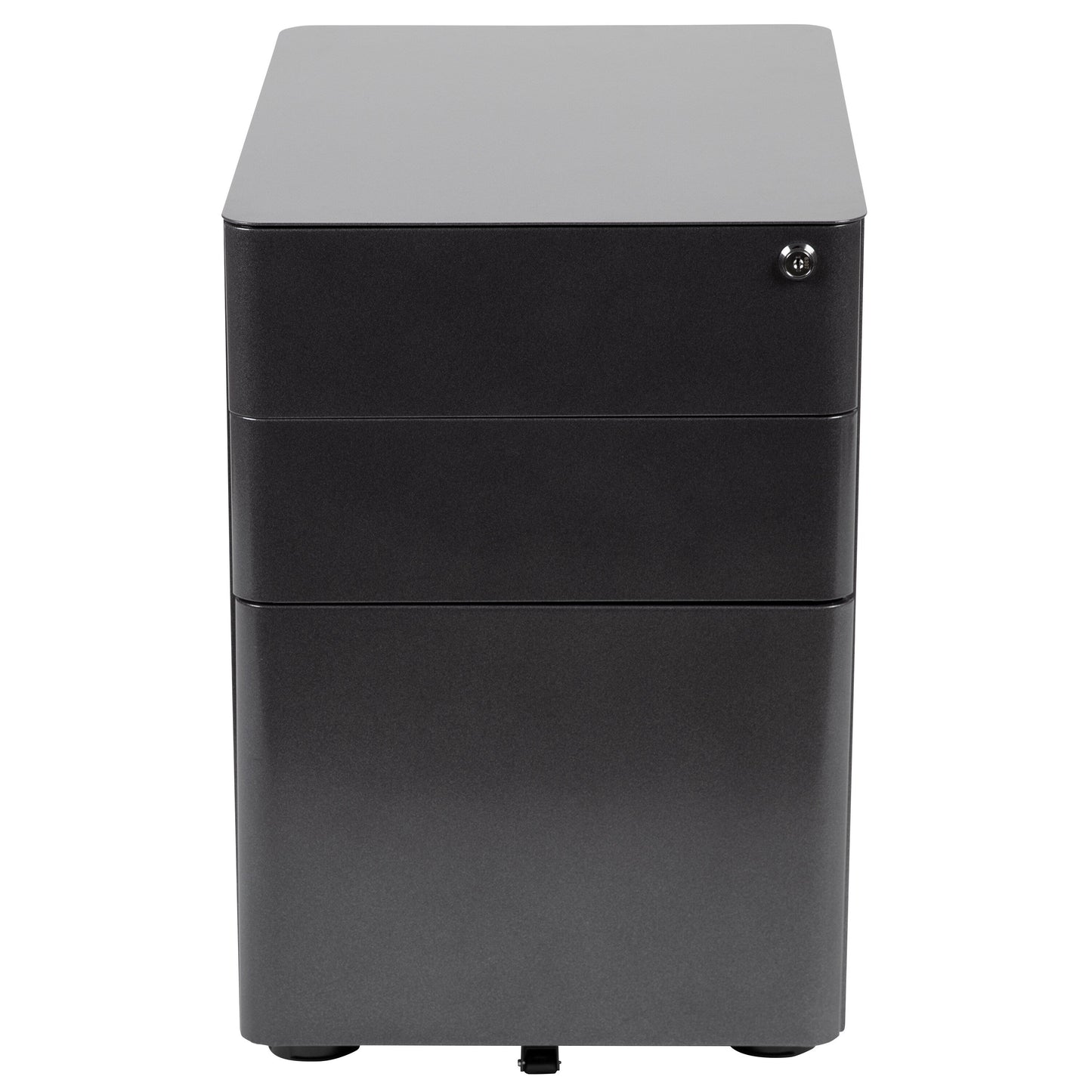 Flash Furniture Contemporary Black 3-Drawer Filing Cabinet, Commercial Grade Metal Construction, Lockable with Rolling Casters, Ergonomic Mobile Design