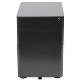 Flash Furniture Contemporary Black 3-Drawer Filing Cabinet, Commercial Grade Metal Construction, Lockable with Rolling Casters, Ergonomic Mobile Design