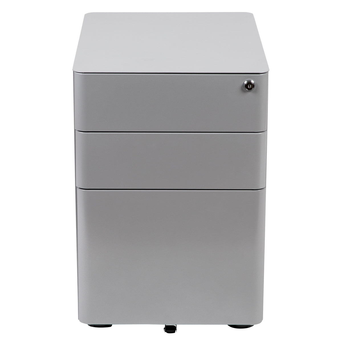 Flash Furniture Contemporary Gray 3-Drawer Filing Cabinet, Commercial Grade Metal Construction, Lockable, Ergonomic Mobile Design