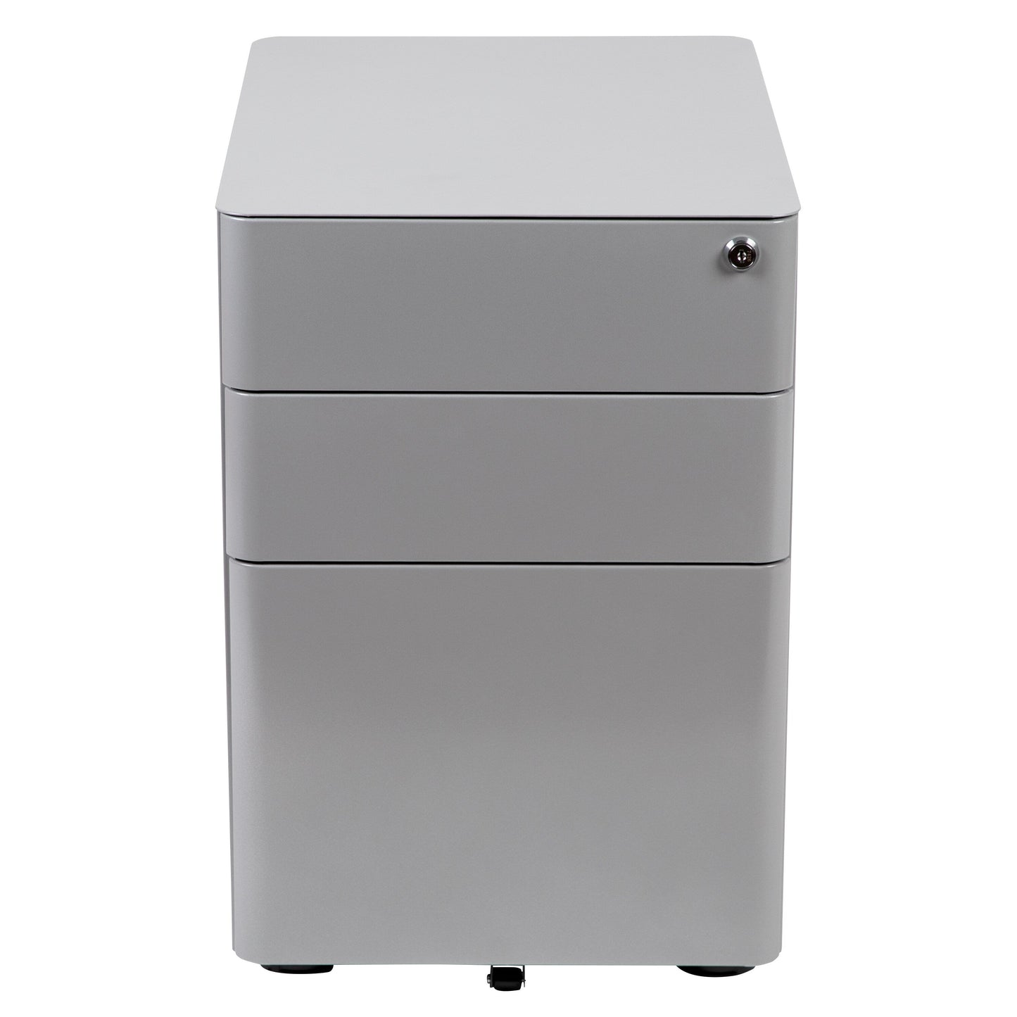 Flash Furniture Contemporary Gray 3-Drawer Filing Cabinet, Commercial Grade Metal Construction, Lockable, Ergonomic Mobile Design