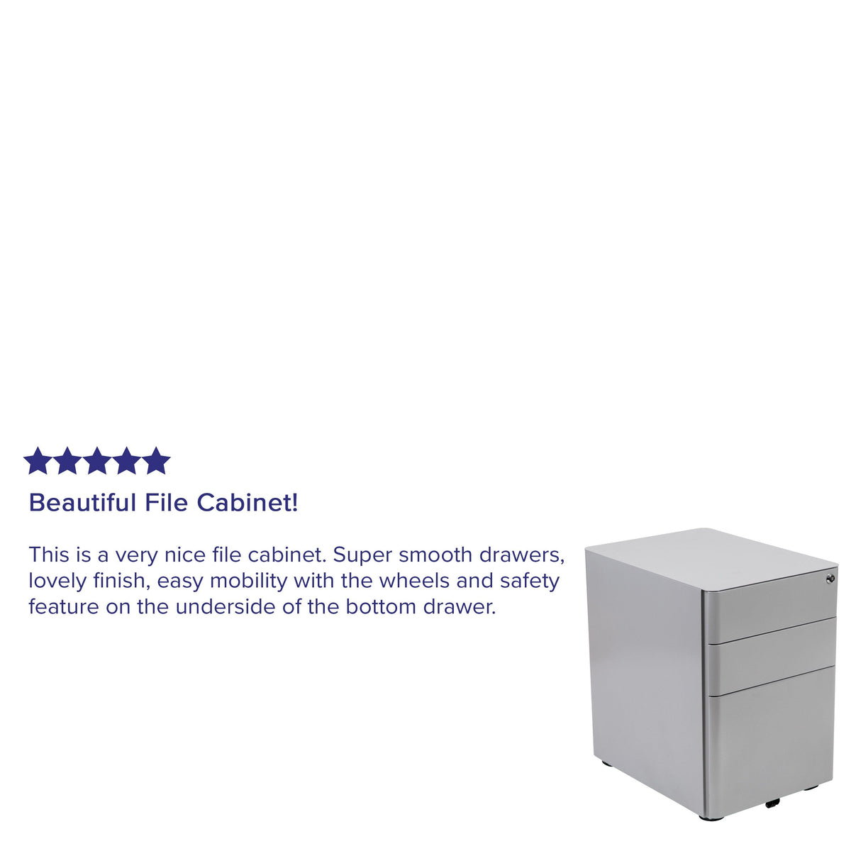 Flash Furniture Contemporary Gray 3-Drawer Filing Cabinet, Commercial Grade Metal Construction, Lockable, Ergonomic Mobile Design