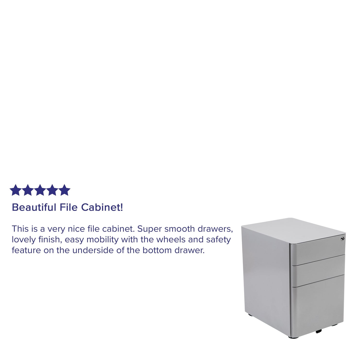 Flash Furniture Contemporary Gray 3-Drawer Filing Cabinet, Commercial Grade Metal Construction, Lockable, Ergonomic Mobile Design
