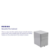 Flash Furniture Contemporary Gray 3-Drawer Filing Cabinet, Commercial Grade Metal Construction, Lockable, Ergonomic Mobile Design