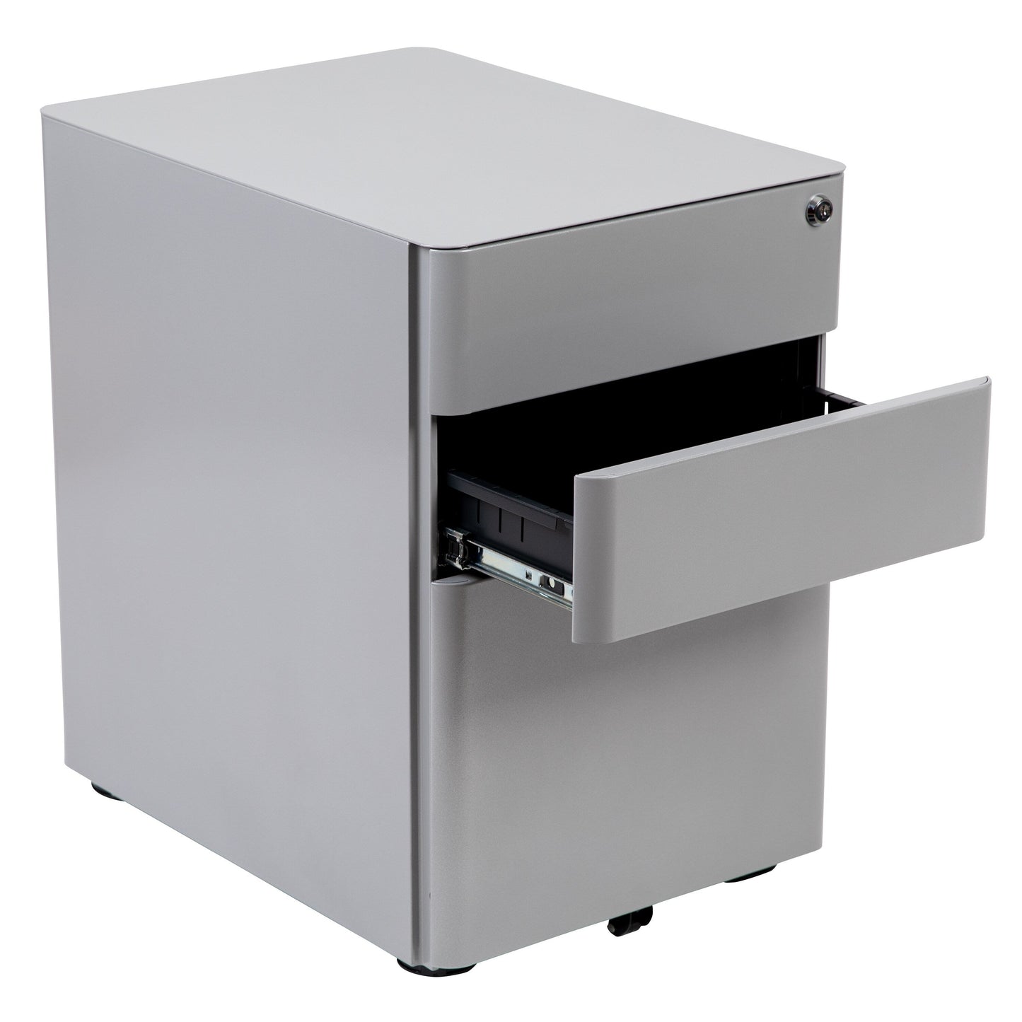 Flash Furniture Contemporary Gray 3-Drawer Filing Cabinet, Commercial Grade Metal Construction, Lockable, Ergonomic Mobile Design